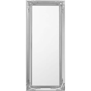 Beliani - Wall Rectangular Mirror Wooden Frame Vintage Retro Silver 51 x 141 cm Bellac - Silver