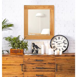 Hallowood Furniture - Waverly Oak Small Wall Mirror in Light Oak, Solid Oak Frame Small Mirror, Bathroom Mirror, Rectangle Hanging Wall Mirror for