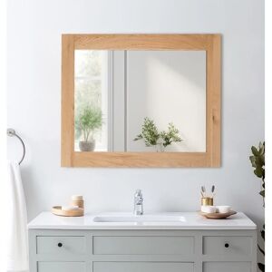 Hallowood Furniture - Waverly Oak Large Wall Mirror in Light Oak, Solid Wooden Framed Mirrors, Wall Mirrors for Bedrooms, Wall Hanging Mirror for