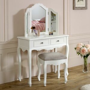 MELODY MAISON White Dressing Table, Mirror, Stool Set - Victoria Range - White