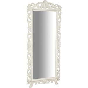 Biscottini - wooden Hanging Wall Mirror white antique finish made in italy