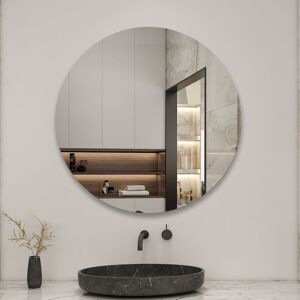 Acezanble - Wall Mounted Bathroom Mirror, Frameless Bathroom Mirror for Wall, Round Vanity Mirrors 60x60 cm