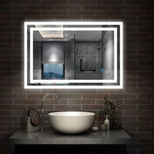 AICA SANITAIRE Backlit LED Illuminated Bathroom Mirror with Light Sensor + Demister - Type B 900 x 700mm