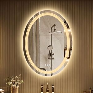 Luvodi - Backlit Oval Bathroom Mirror Illuminated led Touch Control Antifog Pad Wall Hung - 700x500mm