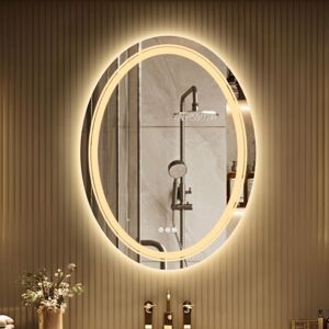 Luvodi - Backlit Oval Bathroom Mirror Illuminated led Touch Control Antifog Pad Wall Hung - 800x600mm