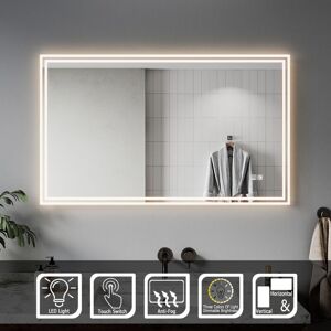 Elegant - 1000 x 600mm Backlit led Illuminated Bathroom Mirror with Light Sensor + Demister
