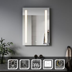 Elegant - Anti-foggy Wall Mounted Bathroom led Mirror 500 x 700mm with Shaver Socket, 4MM hd Sliver Mirror + Energy Efficient led