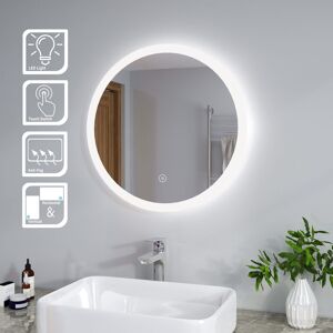 Elegant - 600 x 600 mm Modern Round Illuminated led Bathroom Mirror Touch Sensor + Demister