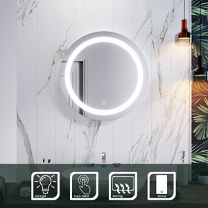 Elegant - 600 x 600mm Round Illuminated led Bathroom Mirror Touch Sensor + Demister