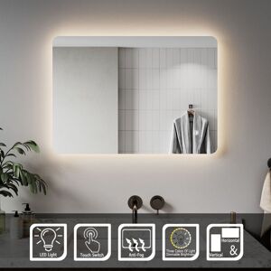 Elegant - Illuminated led 700x500mm Bathroom Mirror With Lights, Horizontal Vertical/Sensor Switch Aluminium Alloy Framed Mirrors