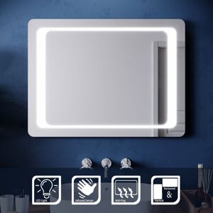 Elegant - Rectangular led Illuminated Bathroom Mirror with Light 800 x 600mm Sensor + Demister