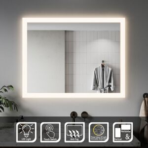Elegant - 900 x 700 mm Horizontal Vertical led Illuminated Bathroom Mirror with Light Touch Sensor + Demister