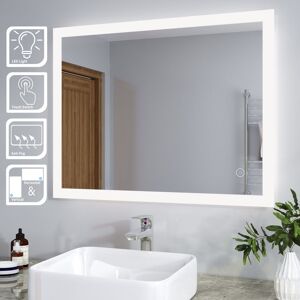 Elegant - Aluminium Alloy Framed Bathroom Mirror Anti-Fog Mirror 900x700mm led Bathroom Mirror with Touch Sensor