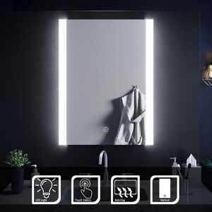 Elegant - Aluminium Alloy Framed Bathroom Mirror Wall Mounted Illuminated led 800x600mm Vertical Mirror with Touch Sensor