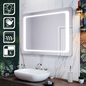 ELEGANT Anti-Fog Mirror Aluminium Framed Illuminated Bathroom Mirror 1000x700mm Mirror with Infrared Sensor