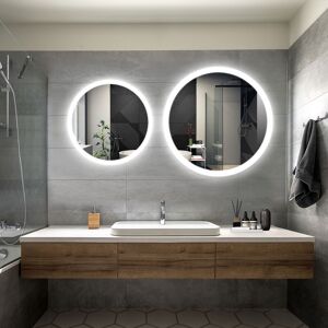 Elegant - Bathroom led Mirror Modern Wall Mounted Round Bathroom Mirror 600x600mm Acrylic Frame + 800x800mm Acrylic Frame Both with Demister Pad