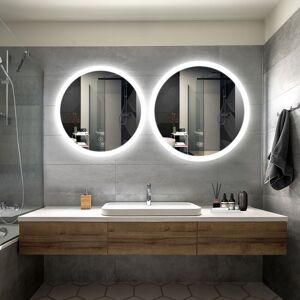 Elegant - Bathroom led Mirror Modern Wall Mounted Round Bathroom Mirror 700x700mm Acrylic Frame + 800x800mm Acrylic Frame Both with Demister Pad