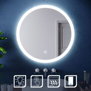 Elegant - Bathroom Mirror Round Illuminated led Mirror 700x700mm Acrylic Bathroom Mirror with Touch Sensor and Demister