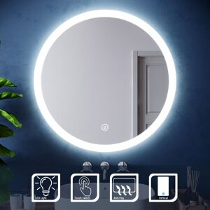 Elegant - Bathroom Mirror Round Illuminated led Mirror 800x800mm Acrylic Bathroom Mirror with Touch Sensor and Demister