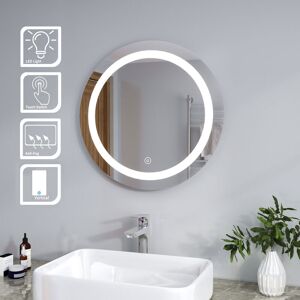 Elegant - Bathroom Mirror Round Illuminated led Mirror Touch Sensor + Demister 600 x 600mm