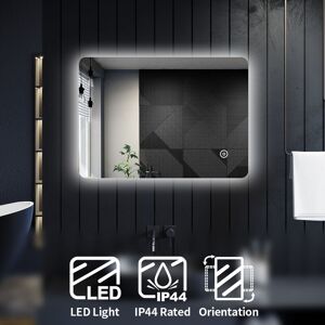 Elegant - Bathroom Mirror Vertical Horizontal Aluminium Framed Mirror 700x500mm Backlit led Bathroom Mirror with Touch Sensor