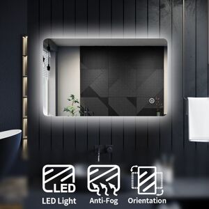 Elegant - Bathroom Mirror Vertical Horizontal Aluminium Framed Mirror 800x500mm Backlit led Bathroom Mirror with Touch Sensor