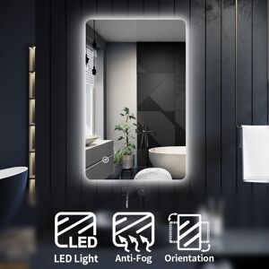 Bathroom Mirror Vertical Horizontal Wall Mounted Mirror Backlit Illuminated led Mirror with Touch Sensor, 800x500mm - Elegant