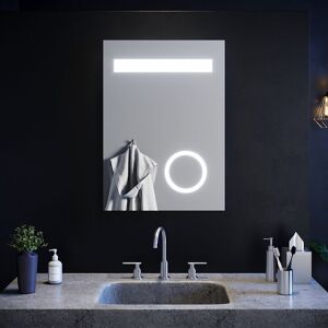 Elegant - Illuminated led Bathroom Mirror 500 x 700 mm with Shaver Socket 3X Magnifier Lights Button Switch Aluminium Alloy Framed