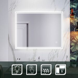 Elegant - Vertical Horizontal Bathroom Mirror 900 x 700 mm with Energy Efficient led, Demiste, Touch Sensor, Aluminium Alloy Framed