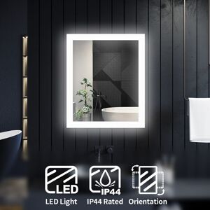 ELEGANT 600 x 500 mm Energy Efficient LED Bathroom Mirror with Touch Sensor, 4mm Copper-Free Silver Mirror, Aluminium Alloy Framed