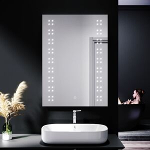 Elegant - led Illuminated Bathroom Mirror with Light 500 x 700 mm Dot Light, Touch Switch + Demister + Shaver Socket