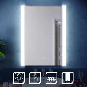 ELEGANT Aluminium Alloy Framed Mirror 800x600mm LED Illuminated Bathroom Mirror with Touch Sensor, Demister