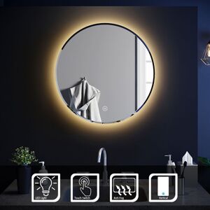 Elegant - Round Bathroom Mirror Illuminated led Light Backlit Makeup Mirror with Sensor Touch control, Dustproof &Anti-fog,Warm White Light 600x600mm
