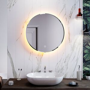 Elegant - Round Bathroom Mirror Illuminated led Light Backlit Makeup Mirror with Sensor Touch control, Dustproof &Anti-fog, Warm White Light 600x600mm