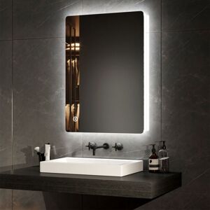 Emke - Bathroom led Mirror with Shaver Socket Backlit Illuminated Bathroom Mirror, Touch Switch, Demester, Fuse, 50x70CM