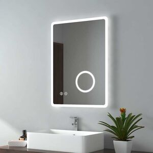 Emke - led Bathroom Mirror Illuminated Wall Bluetooth Mirror Touch Switch, Demister Pad, Shaver Socket, 3X Magnifying Mirror, Vertical, 500x700mm
