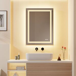 LUVODI Extra Large Illuminated Bathroom Mirror Wall Mounted Touch Sensor Mirror with Demister, 900 x 700mm