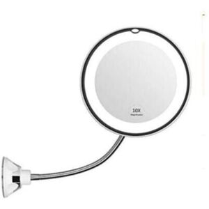 Flexible Magnifying Mirror with led Light, 10x Magnification, Powerful Suction Cup, Illuminated Makeup Mirror by Ymyny