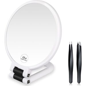 Héloise - Handheld Makeup Mirror Magnifying Pocket Mirror Small 15X Magnification Mirror Portable Travel Compact Mirror Folding Double Sided