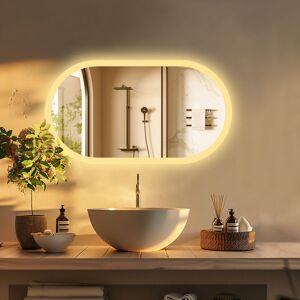 Luvodi - 800x500mm Illuminated Led Bathroom Mirror with Demister Pad Oval Backlit Wall Mounted - 800mm x 500mm