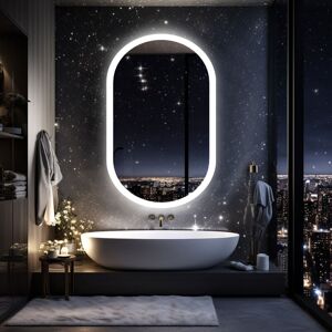 Luvodi - 1000x500mm Illuminated Led Bathroom Mirror with Demister Pad Oval Backlit Wall Mounted - 1000mm x 500mm