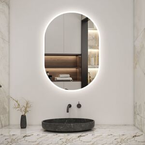 Acezanble - 600x800mm Illuminated Led Bathroom Mirror with Demister Pad Oval Backlit Wall Mounted,Touch Sensor Switch