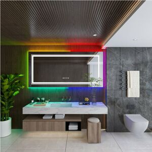 Unho - 1400x700mm Large Illuminated Led Bathroom Mirror with Demister Pad Rectangle rgb Backlit Touch Sensor Switch