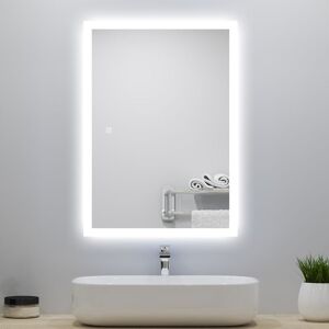 AICA SANITAIRE LED Bathroom Mirror with LED Lights , Demister Touch Sensor Wall Mounted - 700x500mm Shaver Socket+2 USB Ports+Dimmable 3 Light Colour