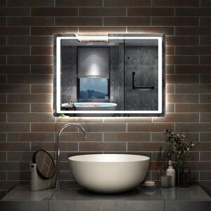 Aica Sanitaire - led Illuminated Bathroom Mirror with Light and Demister 800 x 600 mm Dual Touch Sensor Control