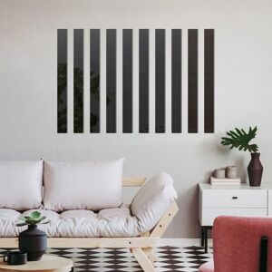 Cyslmuk - Mirror Tiles, 5 x 50 cm, Stripe Wall Stickers, Removable Acrylic Frameless, for Home Living Room Bedroom Decoration (10 Pcs) (Black)