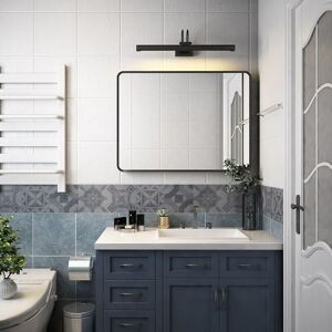 SKY - Rectangle Mirror Bathroom Wall Mirror Fixings Included Vertical or Horizontal - Black Framed 800x600mm