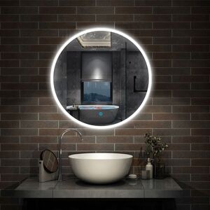 Aica Sanitaire - Round Bathroom Mirror Illuminated led Light Backlit and Frontlit Makeup Mirror with Sensor Touch control,Dustproof &Anti-fog,Cool