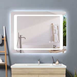 Acezanble - 800x600 Bathroom Mirrors with led Lights Fog Free Dual Touch Sensor Switch Wall Mounted Vanity Mirror Horizontal Vertical