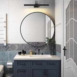 AICA SANITAIRE Round Framed Bathroom Mirrors Large Circle Mirror Wall Vanity Mirror Hanging Makeup Mirror Decoration for Bathroom Bedroom Living Room - 500mm Black